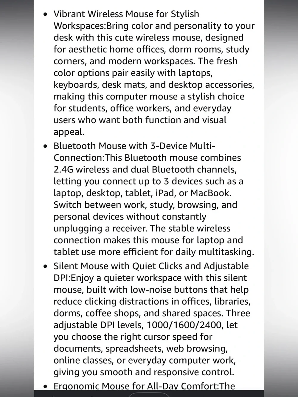 Bluetooth Wireless Mouse,3-Device Connection (USB&Dual Bluetooth)